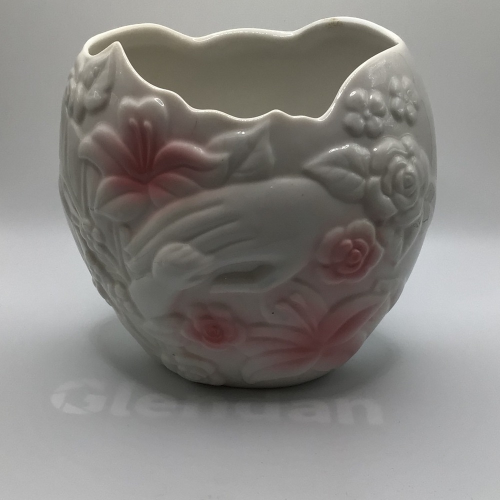 FTD White and Pink Floral Ceramic Vase